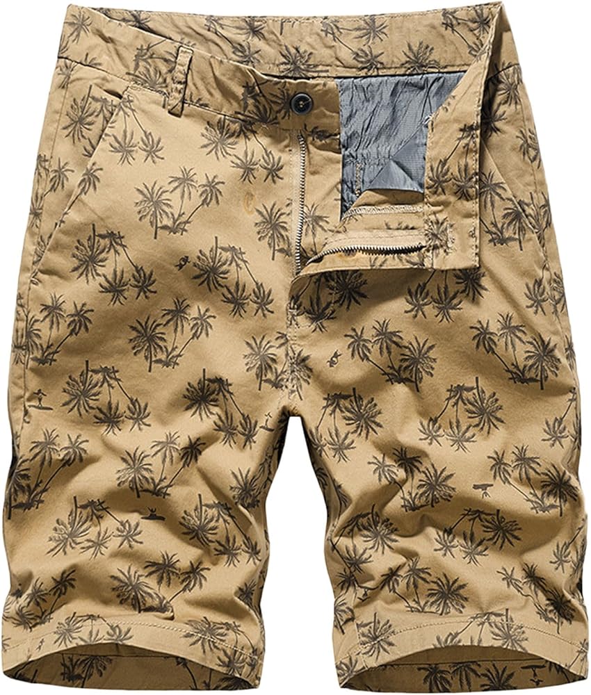 Cargo Shorts for Men Trendy Loose Fit Straight Zipper Cargo Shorts Summer Casual Flat Front Printed Cargo Shorts