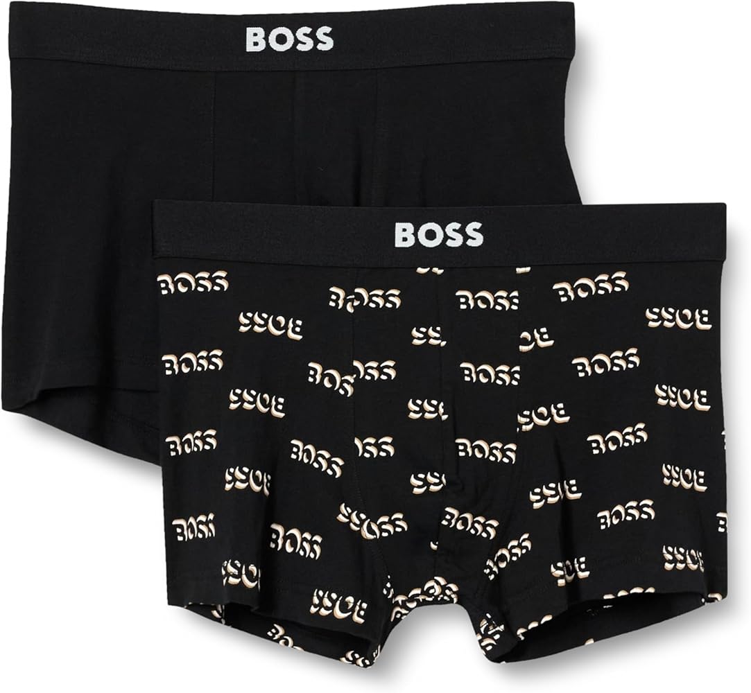 BOSS Men's 2 Pack Bold Logo and Solid Trunk Gift Set