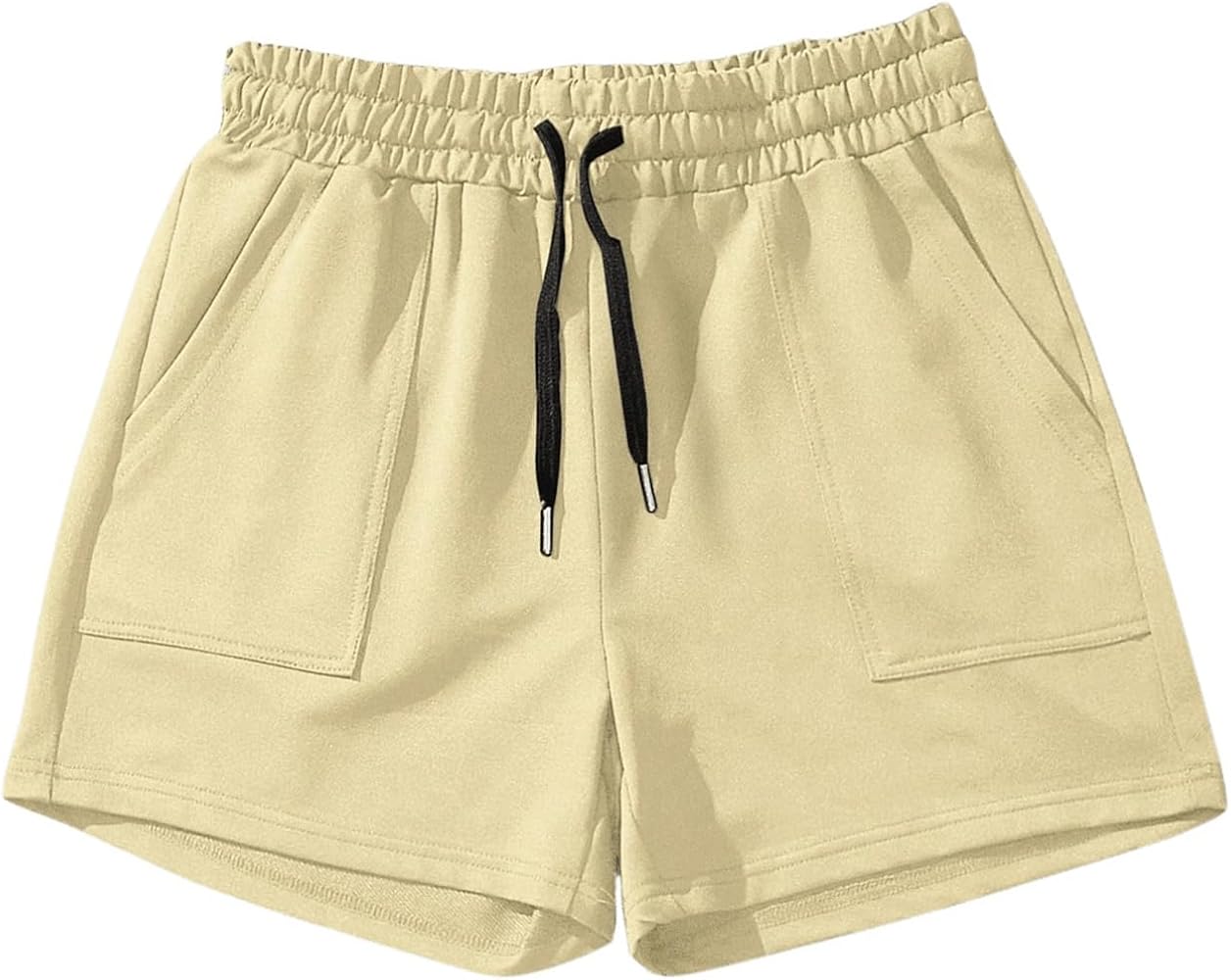 GORGLITTER Men's Drawstring Waist Track Shorts Straight Leg Solid Bermuda Shorts