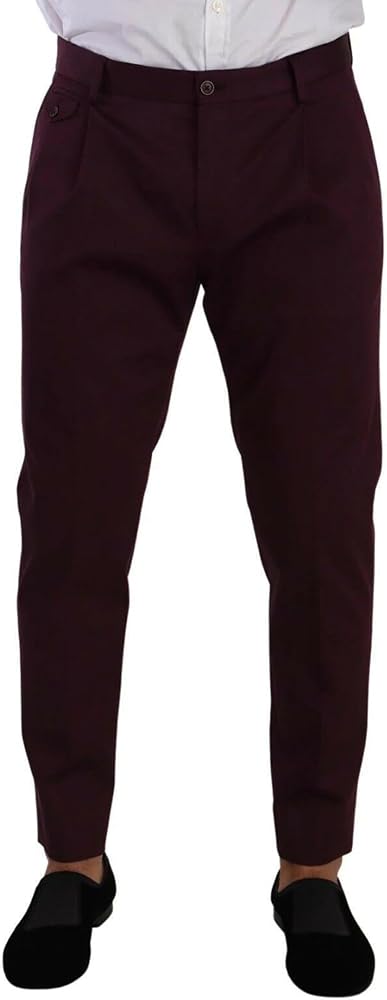 Dolce & Gabbana Purple Cotton Tapered Chinos Dress Men's Pants