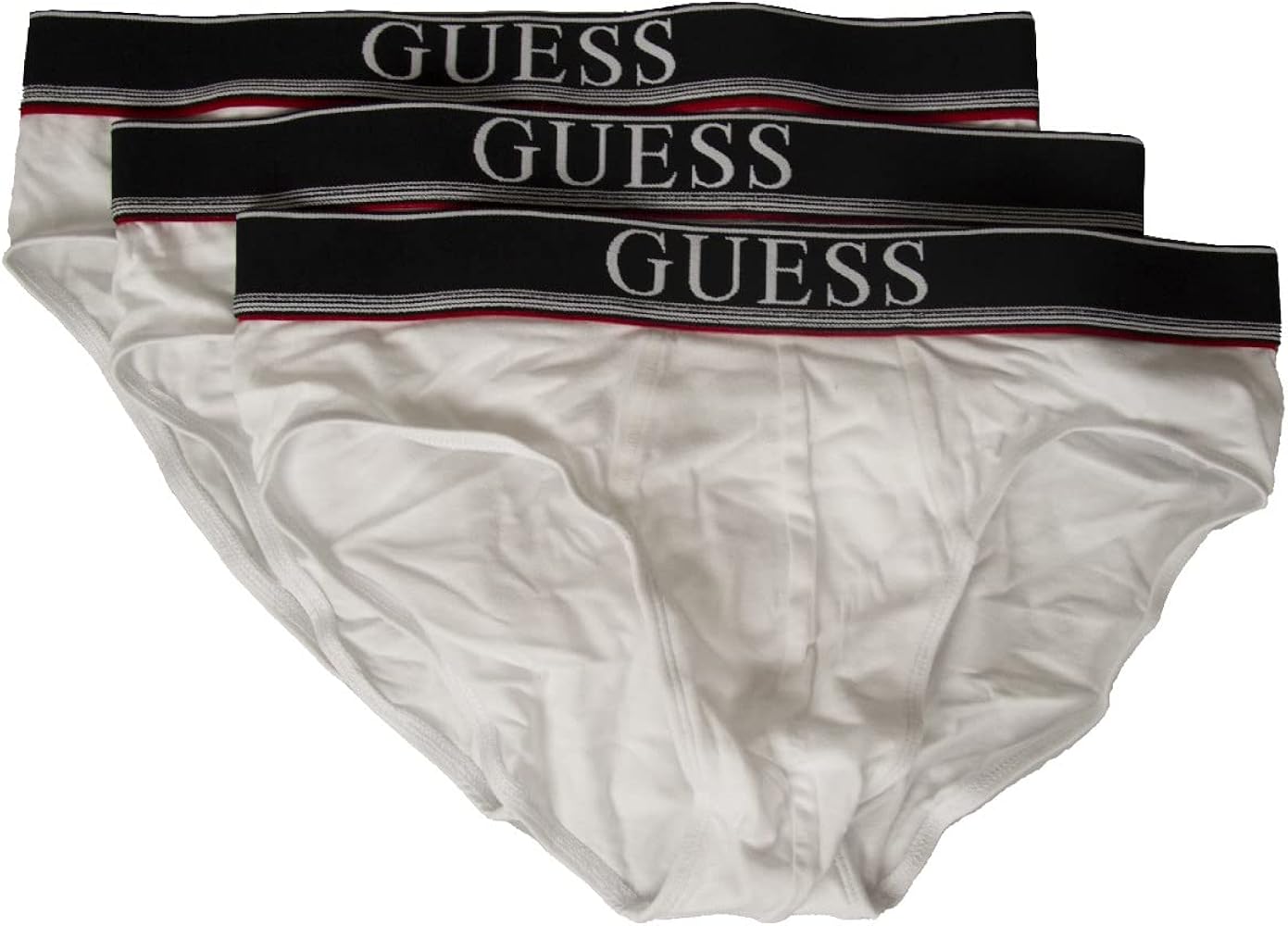 Guess men's briefs 3-piece pack elastic at sight pant tripack stretch cotton underwear article U77G00JR003 BRIEF, A009 Optic white, Medium