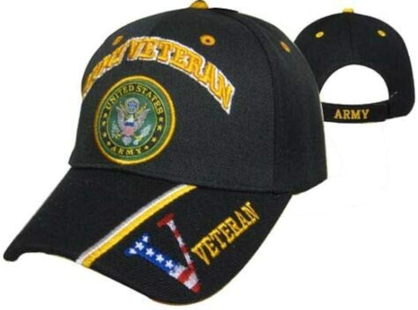 Trade Winds US Army Veteran Vet USA Flag V Digital Black Embroidered Cap Hat CAP591B TOPW