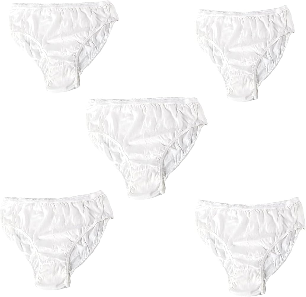 Men's Adult Disposable Pure Cotton Underwear Travel Panties One Size White(5pcs/pk)