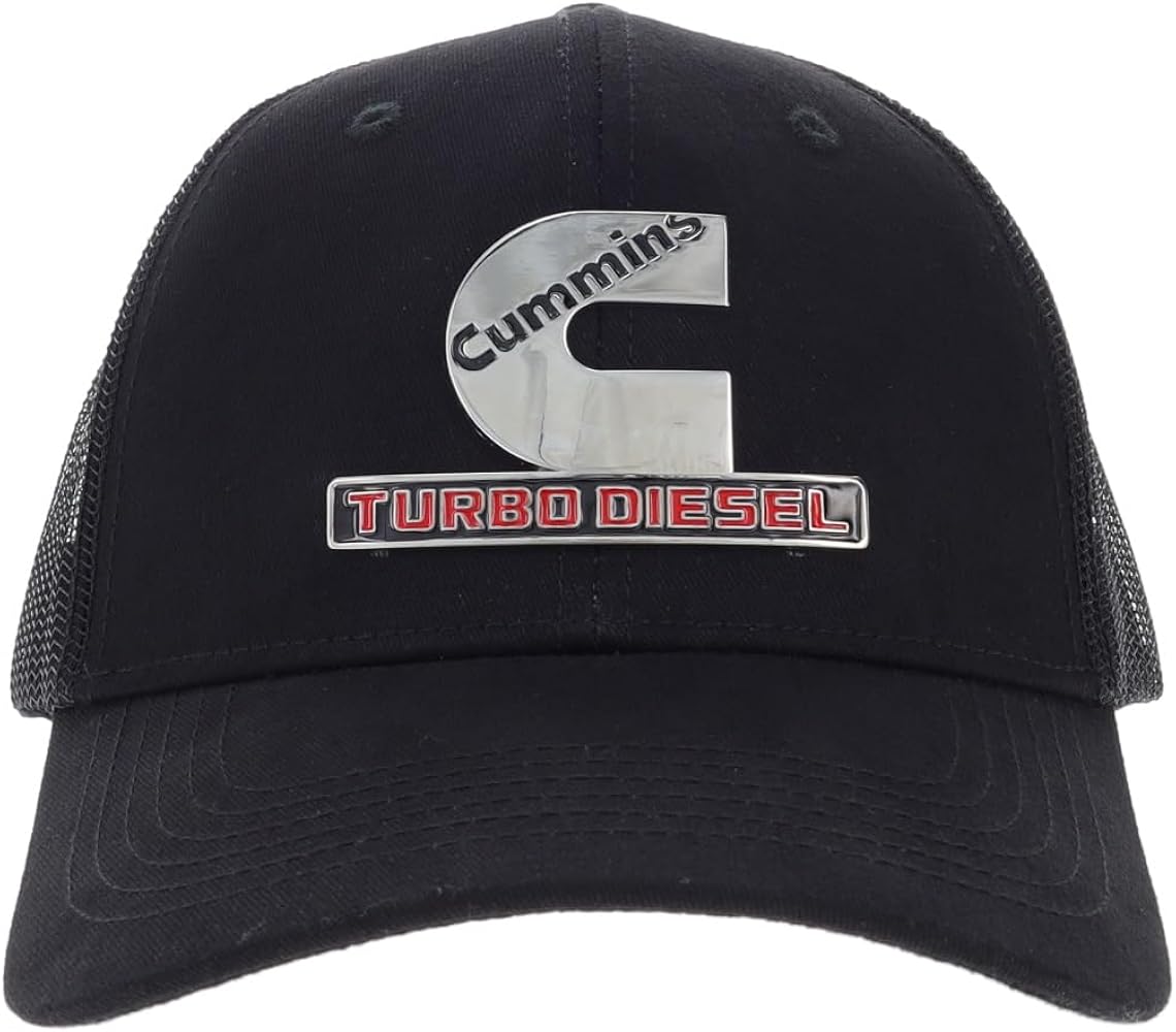 Cummins Cap CMN35191 Mens Womens Hat Trucker Snapback Collectible Baseball Hat with Metal Turbo Logo Black