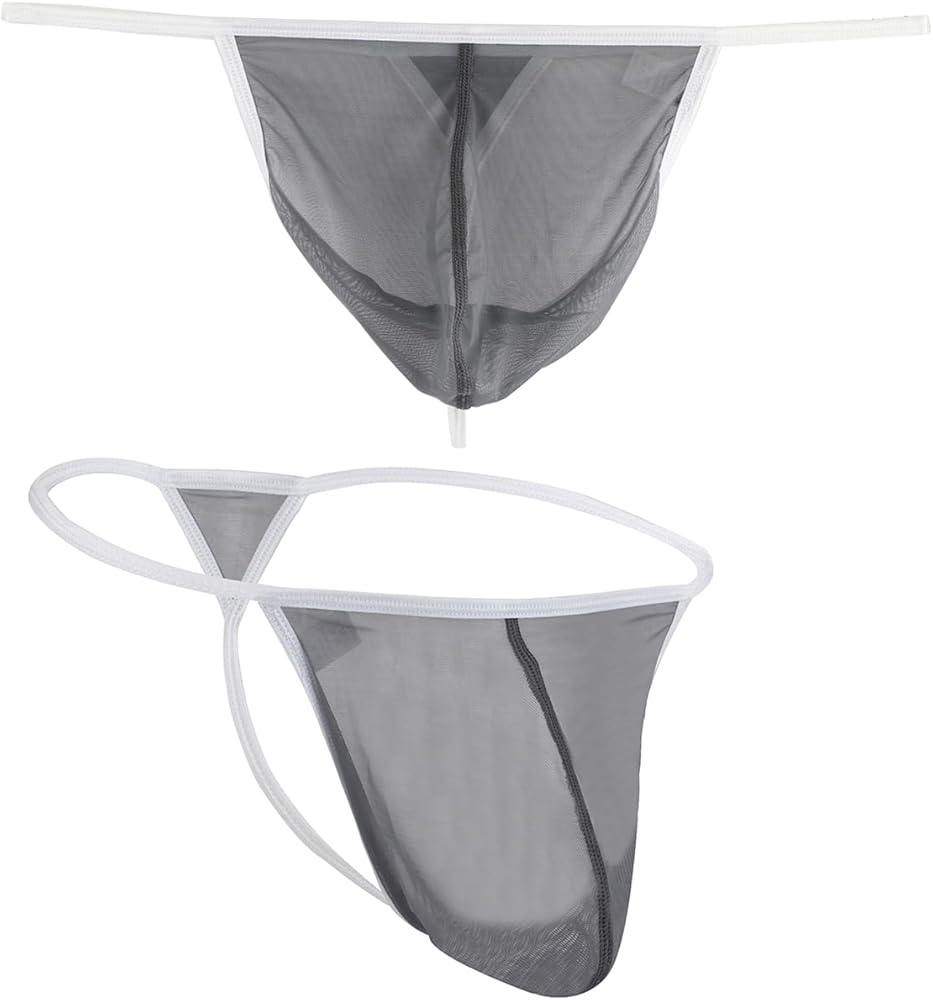 Men Thongs Low Rise G-string See Through Sexy Enhancing Bulge Pouch Underwear Bikini T-Back Clear