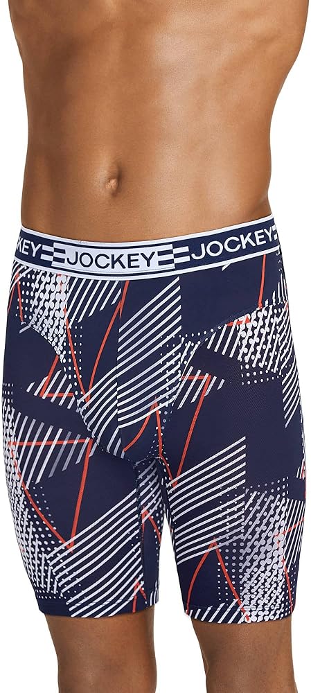 Jockey Men's Underwear Sport Cooling Mesh Performance 9" Midway Brief, Naval Blue, L