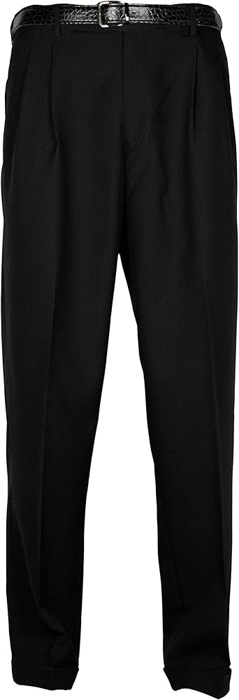 Bocaccio Mens Pleated Dress Pants 36x32 Black