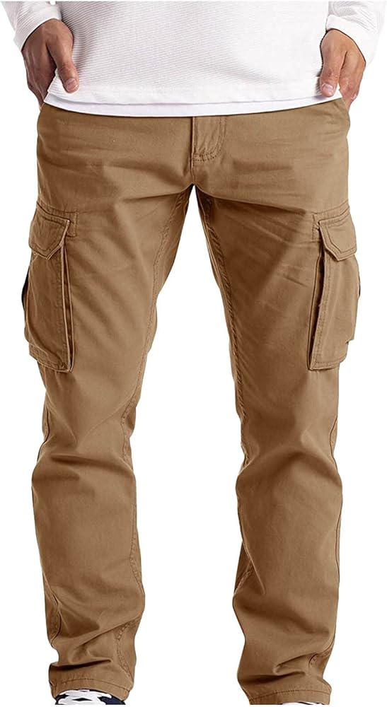 Hunting Pants Linen Pants Men Men's Running Pants Fashion Casual Solid Color Elastic Pocket Overalls Pants