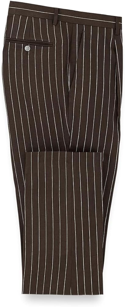 Paul Fredrick Men's Linen Pinstripe Single Pleat Suit Pants