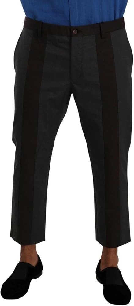 Dolce & Gabbana Gray Bordeaux Striped Cropped Trouser Men's Pants