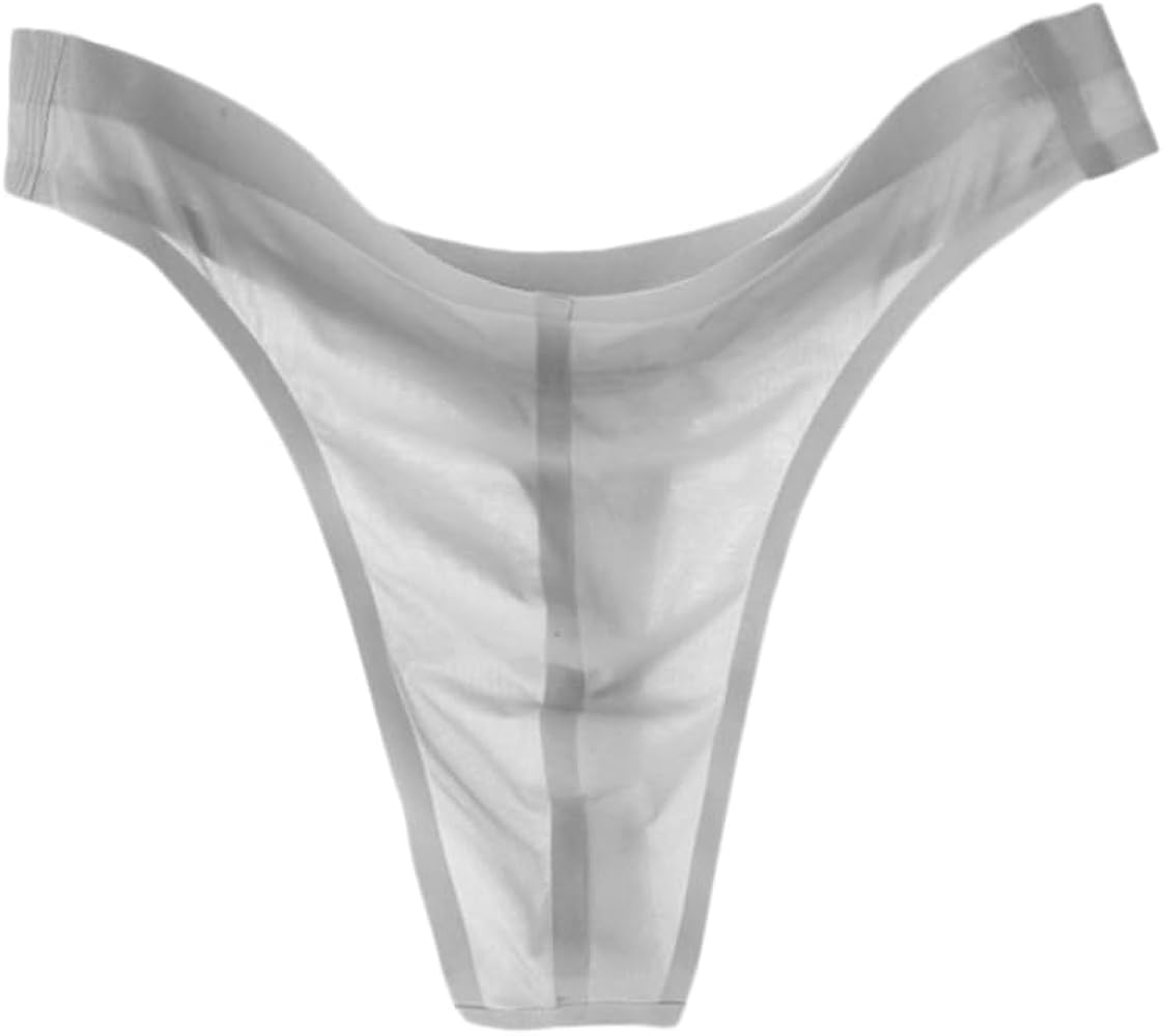 Transparent Free Breathing Male Smooth Ice Silk Gstrings and Thongs Underwear Men Bikini