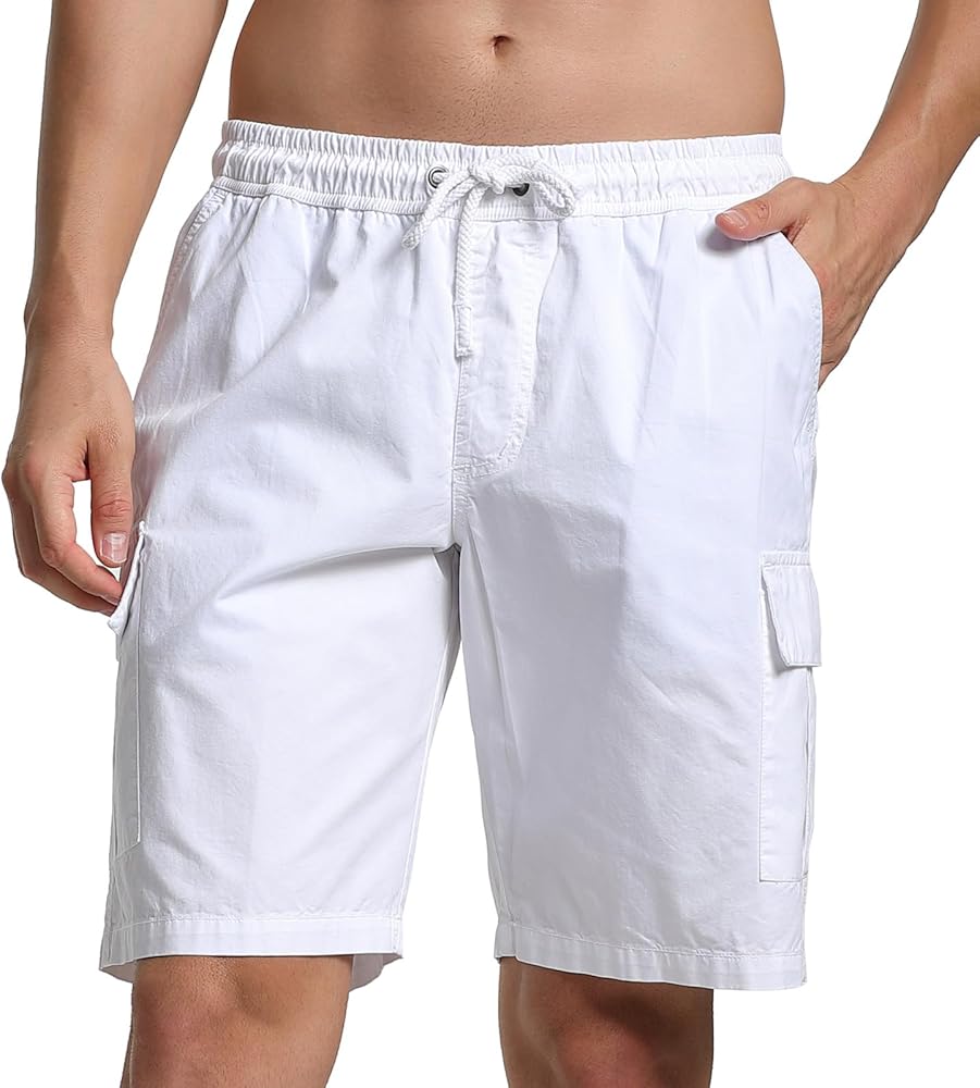 Men's Cargo Shorts Casual Elastic Waist Big and Tall Fit Outdoor Work Shorts