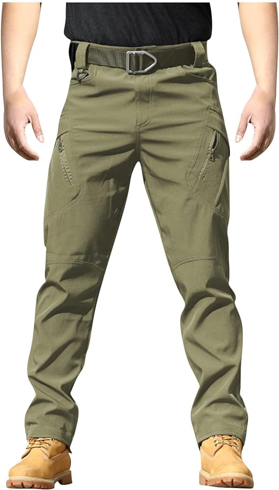 WENKOMG1 Military Pants for Men,Wear Resistance Solid/Camouflage Cargo Pants Ripstop Multi-Functional Tactical Pants