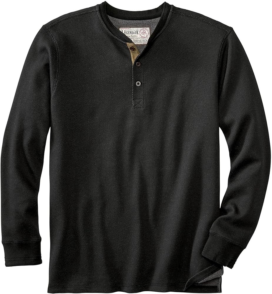 Legendary Whitetails Men's Tough as Buck Double Layer Thermal Henley Shirt-Casual Long Sleeve Waffle Knit Regular Fit