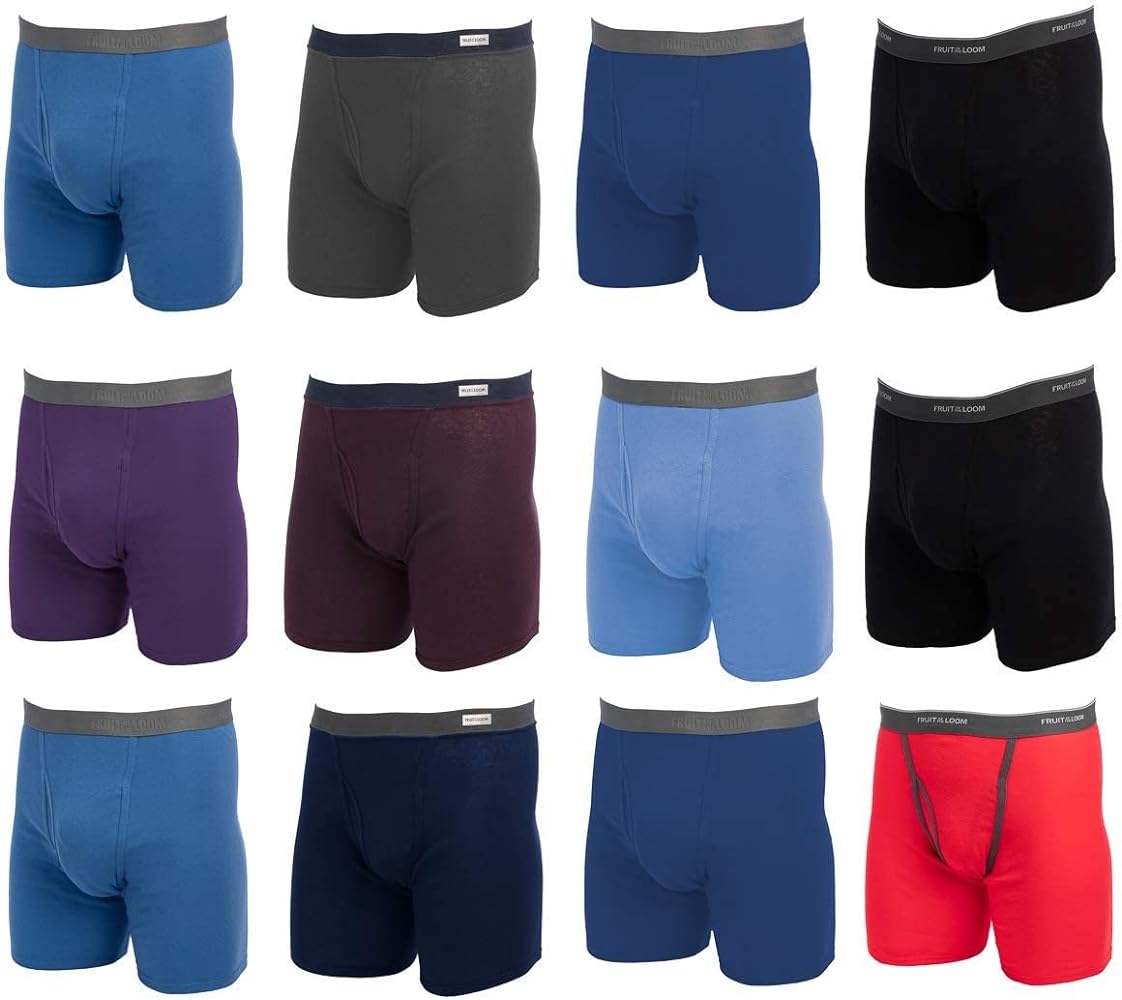 Fruit of the Loom Men's Cotton Performance Boxer Briefs (12 Pack)