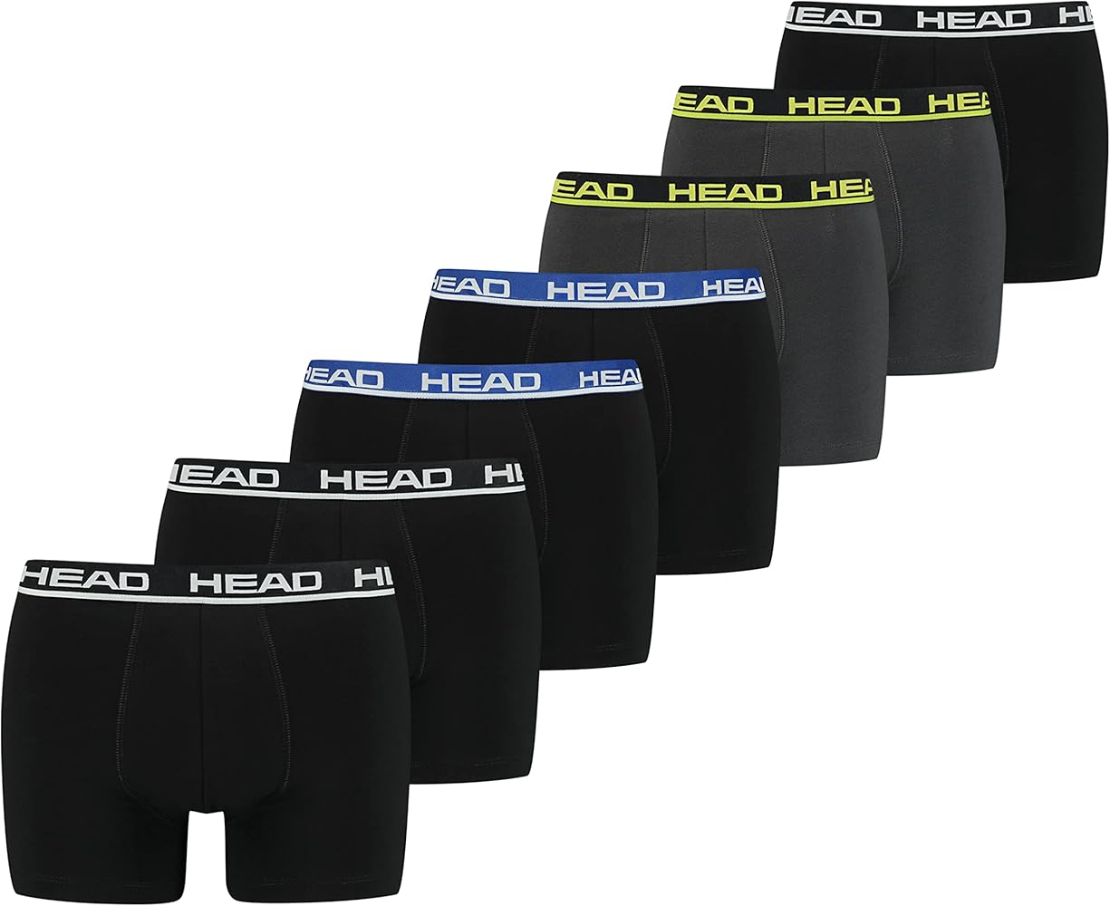 HEAD Men's Boxer Shorts Underwear Pack of 7, Black / Blue / Phantom, X-Large