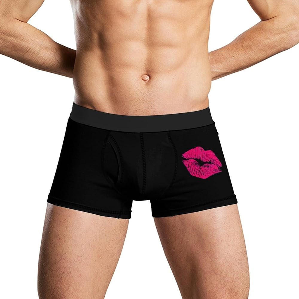 Lips Kiss Print Men's Boxer Briefs Soft Lightweight Underwear Stretch Trunks