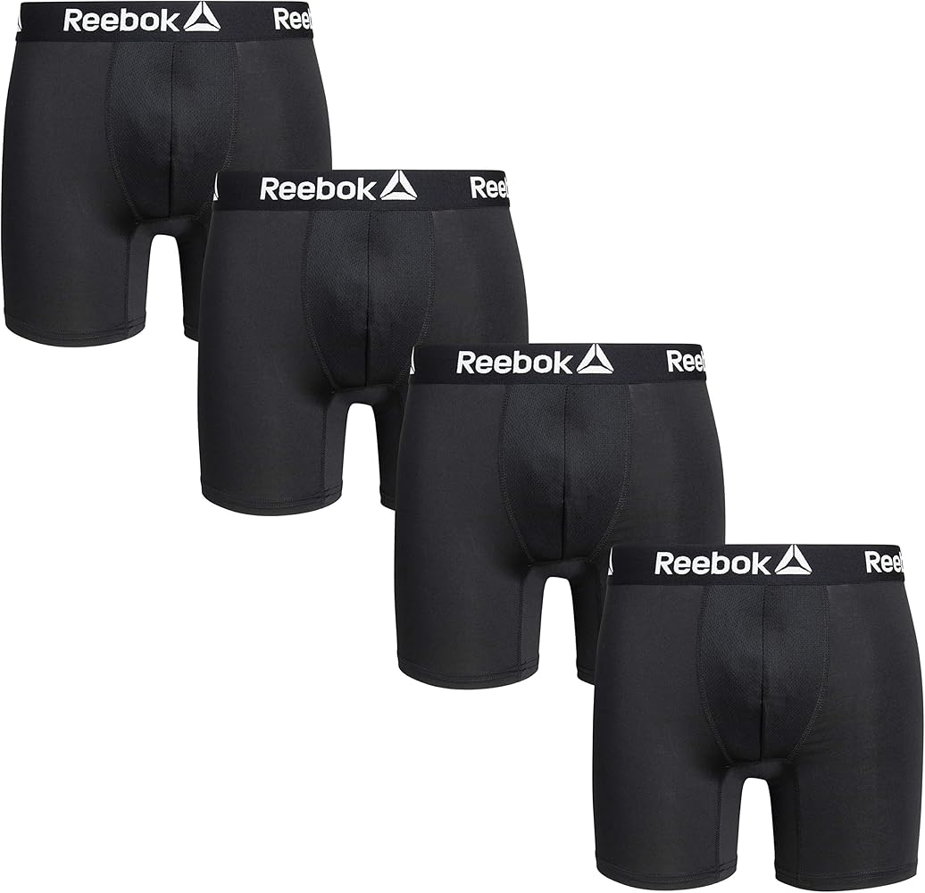 Reebok Men's 4 Pack Performance Boxer Briefs with Comfort Pouch