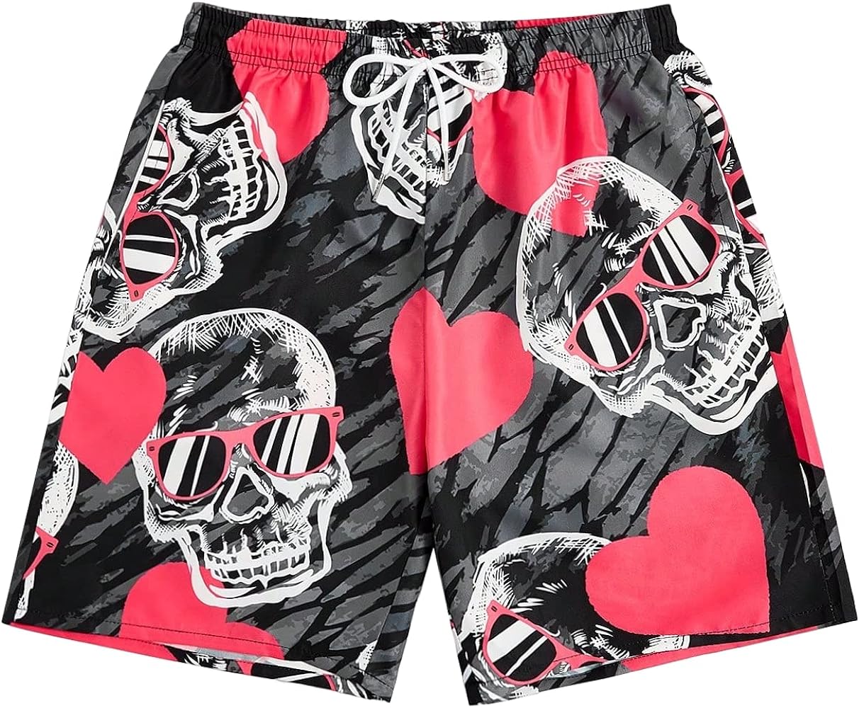 WDIRARA Men's Graphic Letter Print Drawstring Waist Shorts Summer Casual Beach Shorts