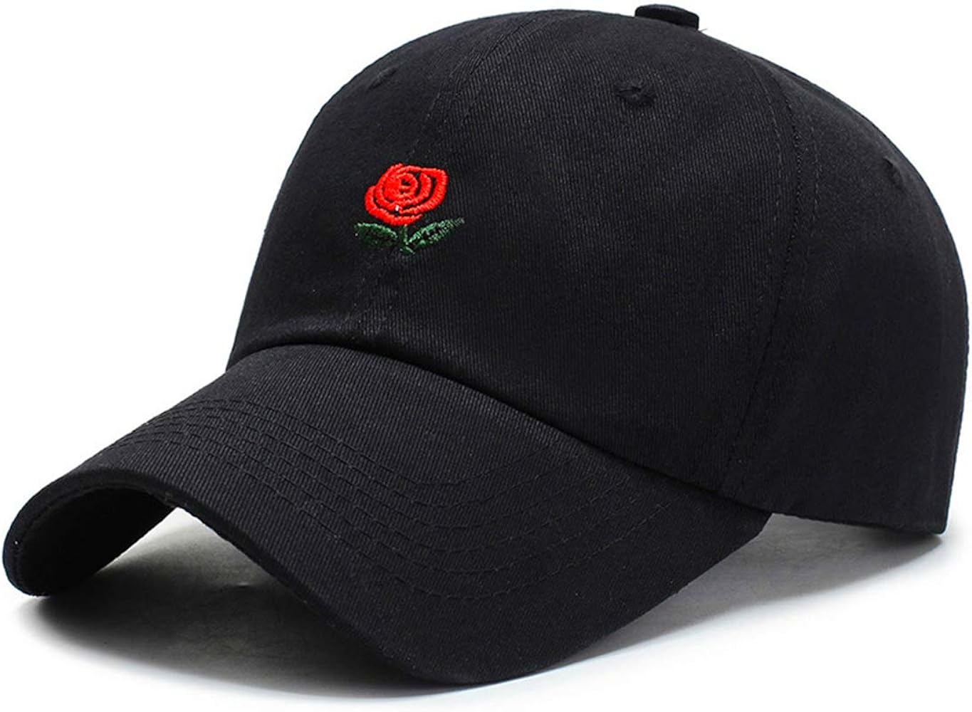 Rose Baseball Cap Adjustable Plain Cotton Rose Embroidere Dad Hat for Women Men