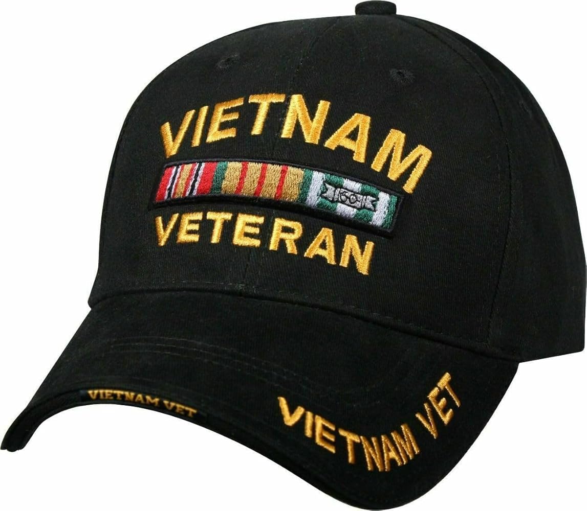 Trade Winds Black Vietnam Veteran Deluxe Low Profile Baseball Hat Cap Premium Quality, 7 3/4