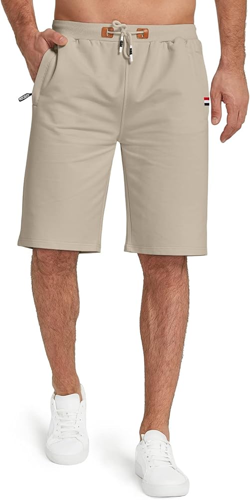 KUYIGO Mens Shorts Casual Drawstring Zipper Pockets Elastic Waist Big and Tall Beach Shorts