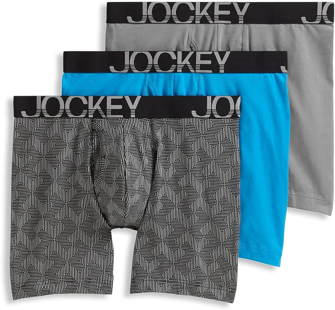 Jockey Men's Underwear ActiveStretch 7" Long Leg Boxer Brief - 3 Pack