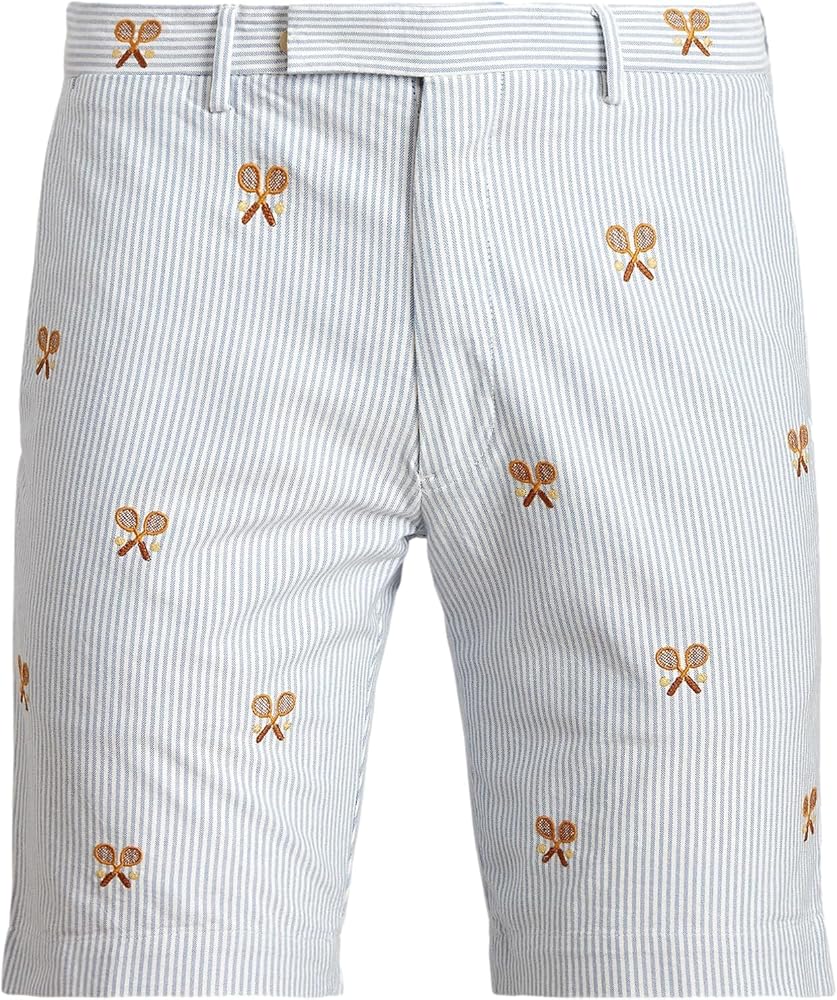 POLO RALPH LAUREN Men's Slim Fit Striped Embroidered Shorts (Tennis, 36)