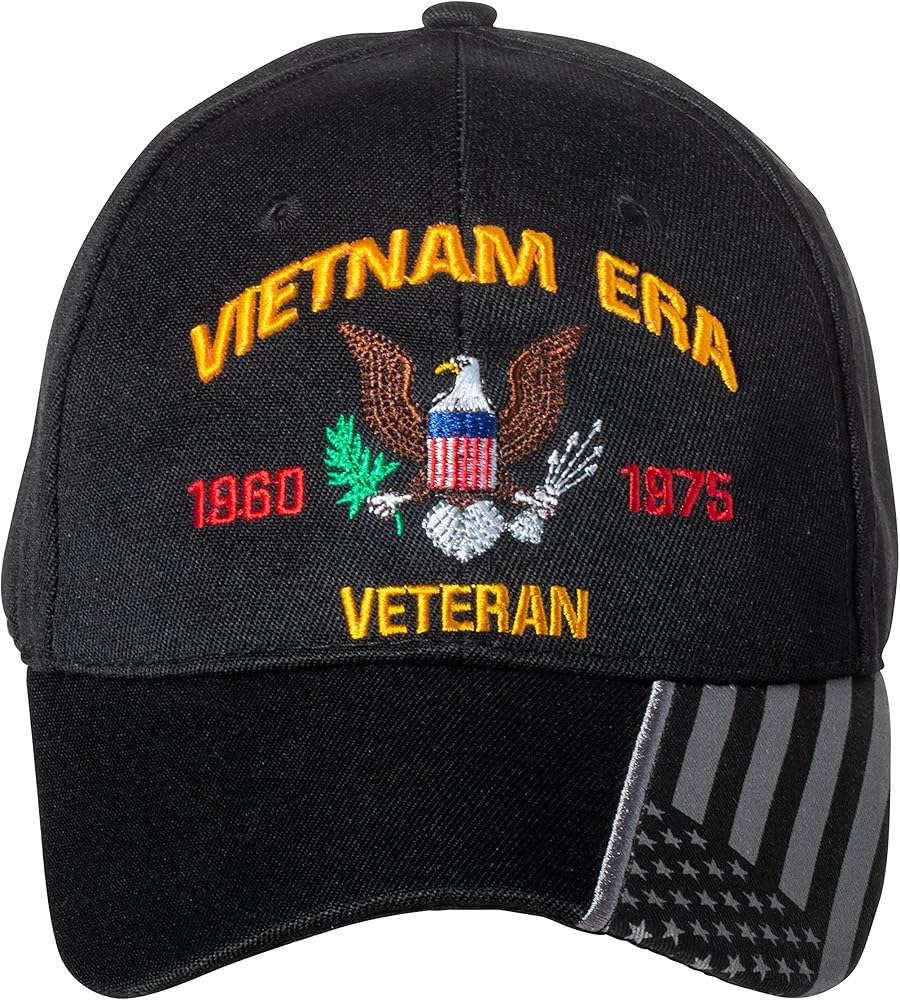 United States Military Vietnam Era Veteran 1960-1975 Embroidered Adjustable Baseball Cap Black