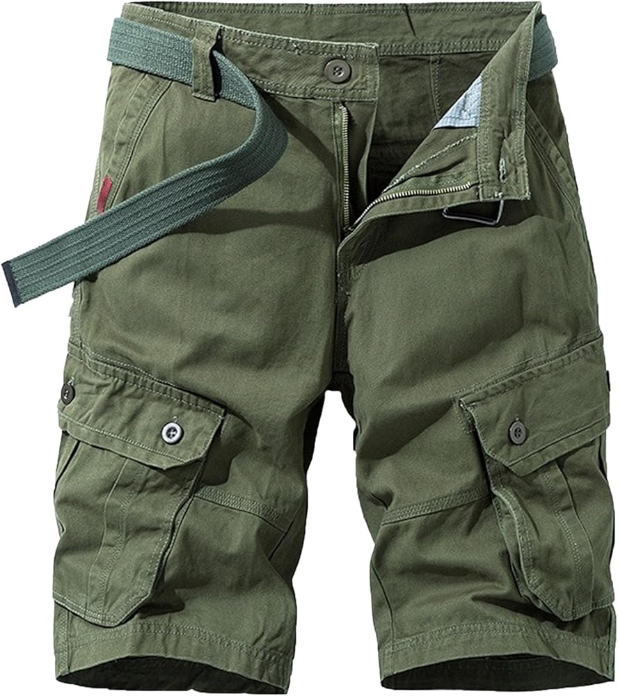 Men's Summer Casual Straight Multi-Pocket Shorts Loose Fit Outdoor Jogger Short Cargos Hiking Flap Pocket Shorts