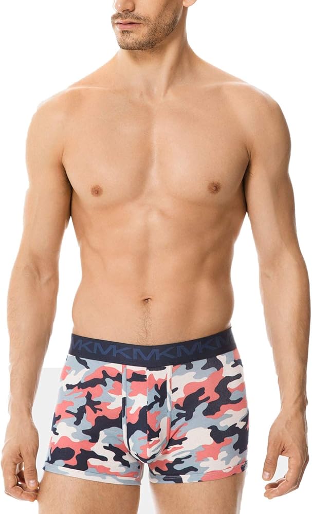 Michael Kors Men`s Performance Cotton Trunks 3 Pack (Red(6S91T10013)/Camo, Small)