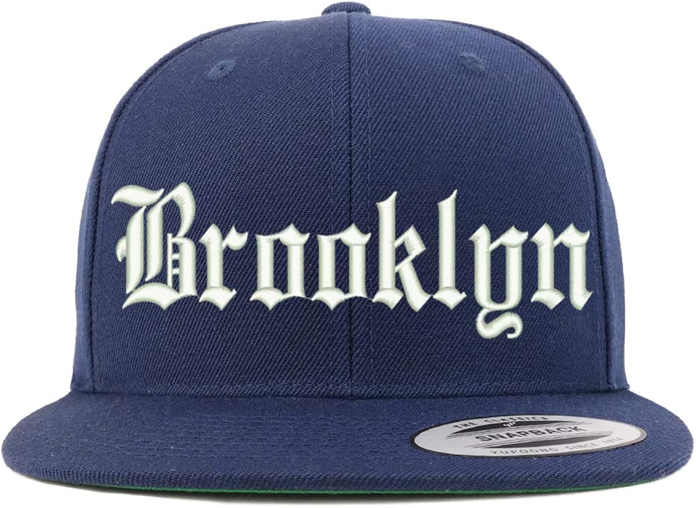 Trendy Apparel Shop Old English Font Brooklyn City Embroidered Flat Bill Cap