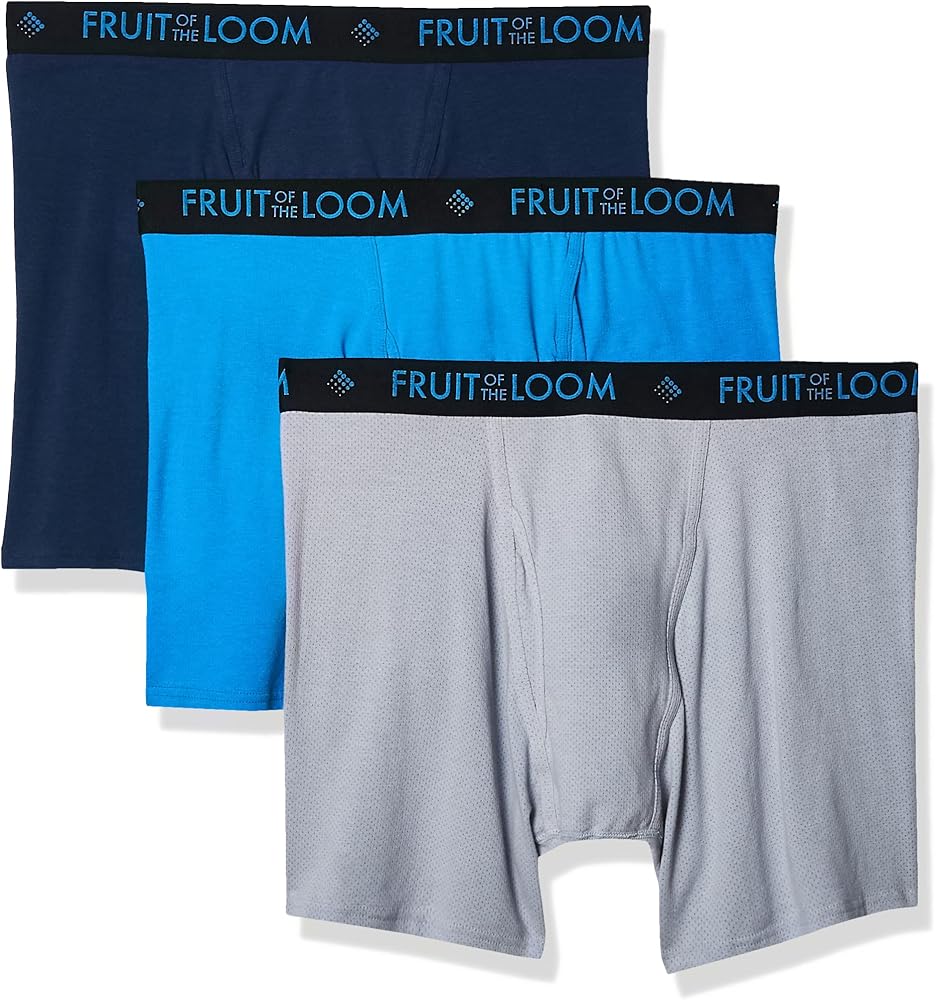 Fruit of the Loom Men's Breathable Underwear, Cotton Mesh - Assorted Color - Boxer Brief, 2X-Large