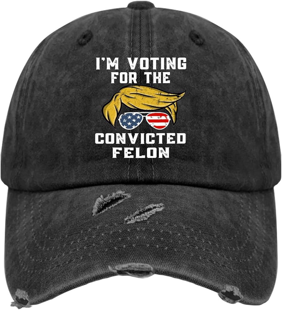 I'm Voting for The Convicted Felon Hat for Men Funny Trump 2024 45 47 Baseball Cap Camp Hat Dad Gifts Stylish Washed Beach