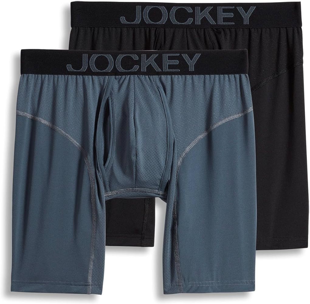 Jockey Men's Underwear RapidCool 10" Midway Brief - 2 Pack, Nerves Of Steel/Black, SMALL