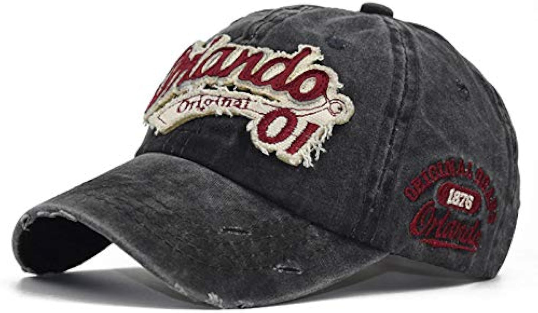 Vintage Distressed Dad Hat Light Acid Washed Denim Ripped Baseball Cap Orlando Adjustable Clip for Universal Fit