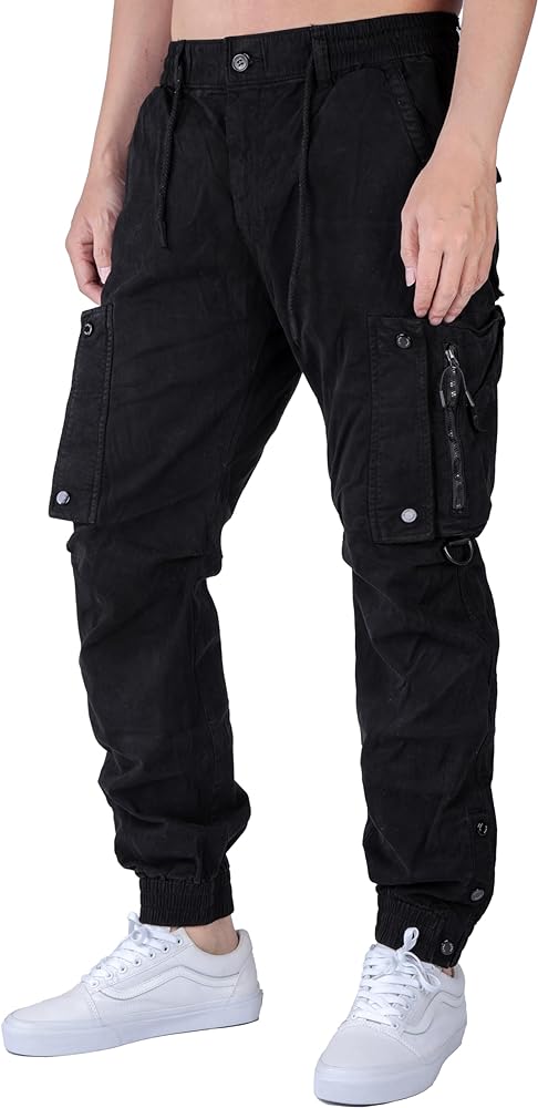 ITALYMORN Man Wild Cargo Pants Elastic Waist Hiking Pants with Belt Loop