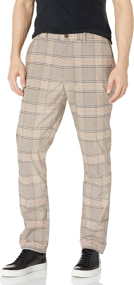 Original Penguin Men's Flat Front Plaid Pant, Kelp, 34W x 32L