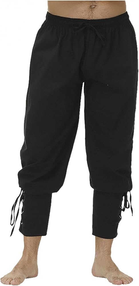 Mens Ankle Banded Pants Cotton Linen Renaissance Gothic Medieval Viking Navigator Pirate Trousers Gothic Pants