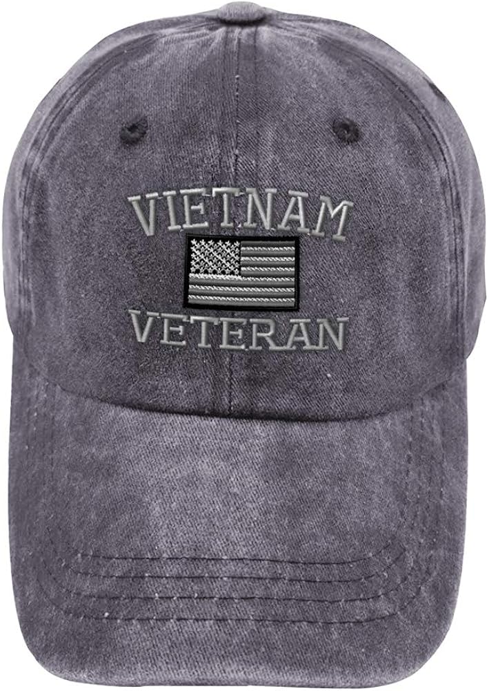 Vintage Washed Hat Vietnam Veteran F Embroidery Cotton Dad for Men & Women