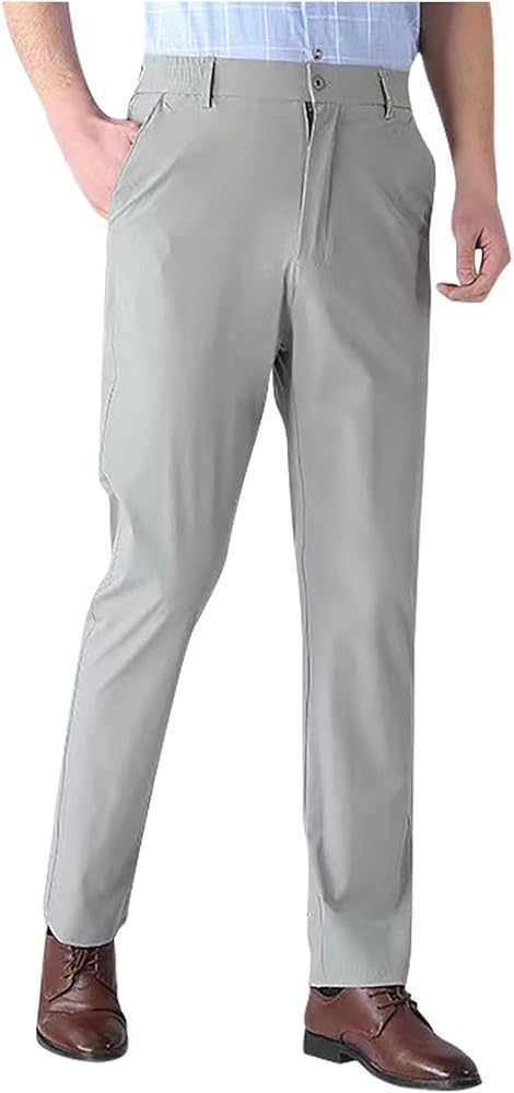 Men’s Pants Casual Dress Pants Slim Fit Khaki Pants Business Straight Pants Office Work Pants Light Travel Pants