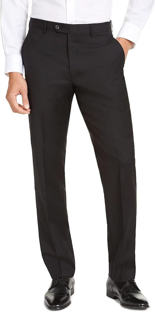 Michael Kors Black Flat Front Finished Solid New Men's Dress Pants