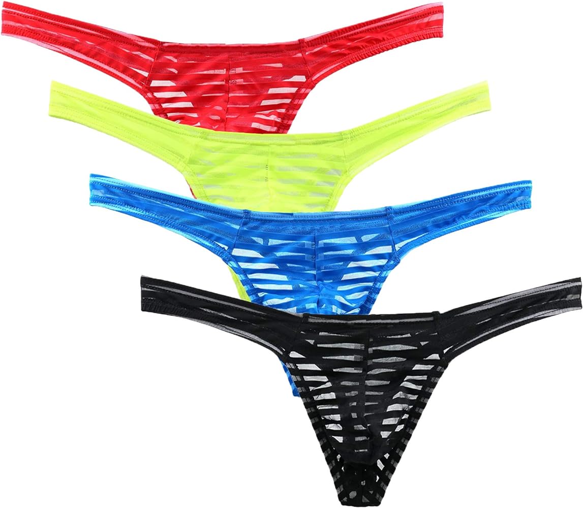 Men's Sexy Thong Underwear Low Rise Lace Bikini T-Back G-String Panties