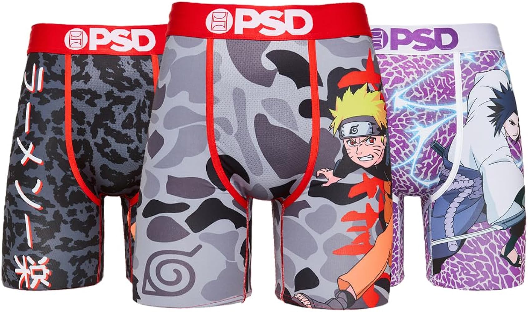 PSD Men's Naruto 3-Pack Boxer Briefs, Multi, M