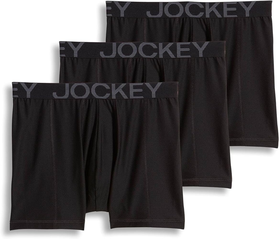 Jockey Men's Underwear Active Mesh Boxer Brief - 3 Pack, black, XL