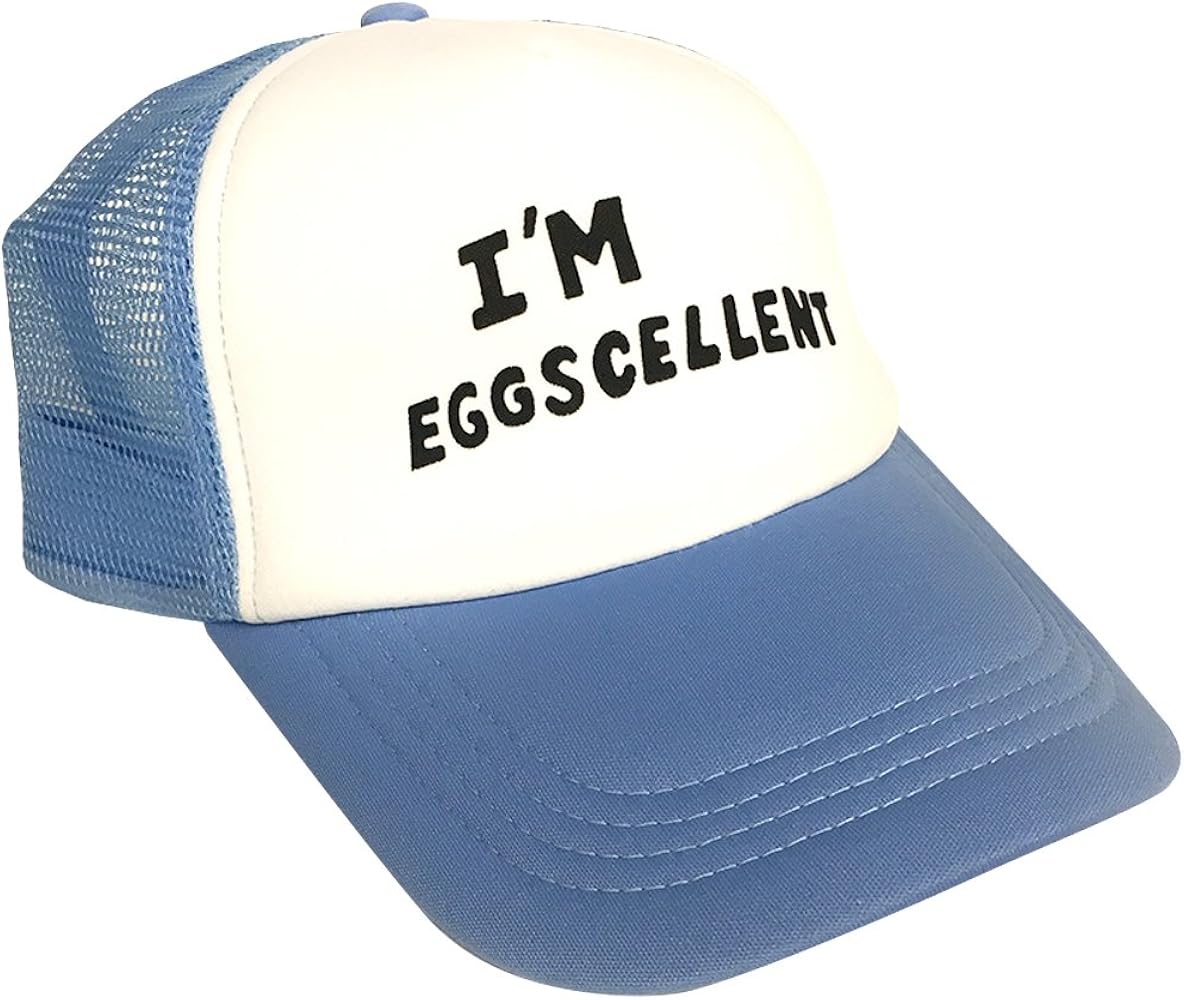 I'm Eggscellent Trucker Hat The Regular Show Cap Rigby Mordecai TV Show Costume Blue