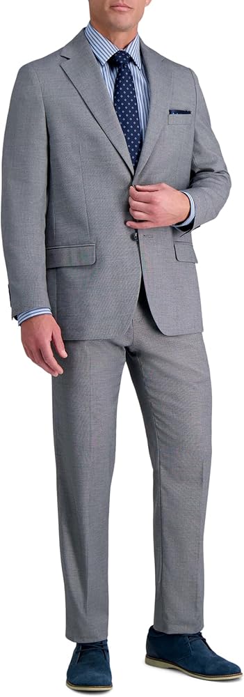 Haggar Men's Premium Stretch Tailored Fit Subtle Pattern Suit Separates-Pants and Jackets