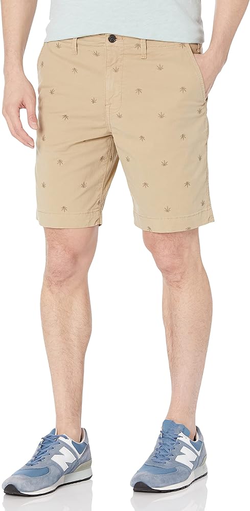 Lucky Brand Men's 9" Stretch Twill Hemp Embroidered Flat Front Short