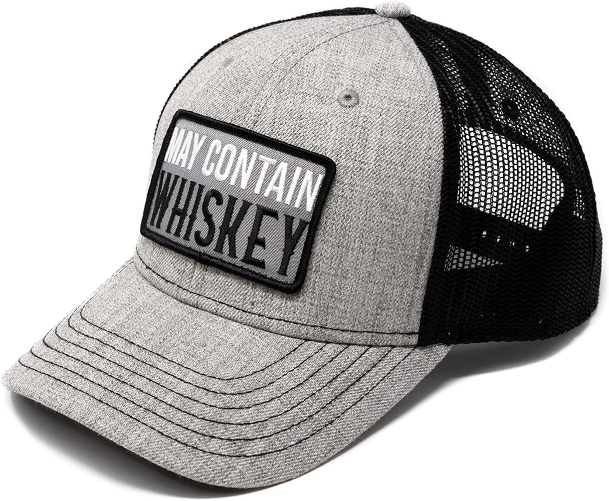 Trucker Hat May Contain Whiskey for Men Adjustable One Size Fits Most Mesh Cap Grey, Black