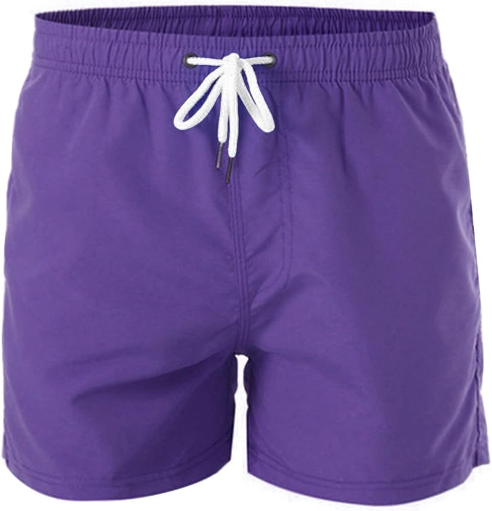 Men's Summer Cotton Casual Shorts Drawstring Elastic Waist Breathable Shorts Beach Lightweight Shorts with Pocket